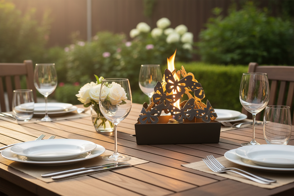 Butterfly Tabletop Torch in outdoor setting